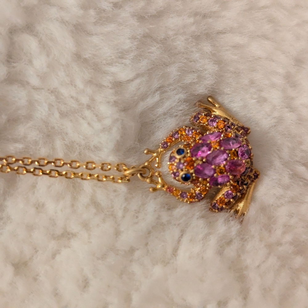 Kate Spade New York pink cubic zirconia Frog Necklace